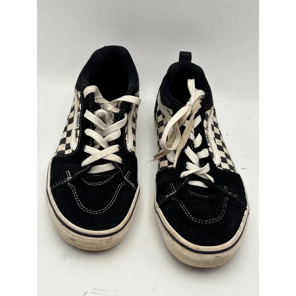Vans Youth Size 7 Black White Checkerboard Suede Low Top Skate Sneakers Shoes